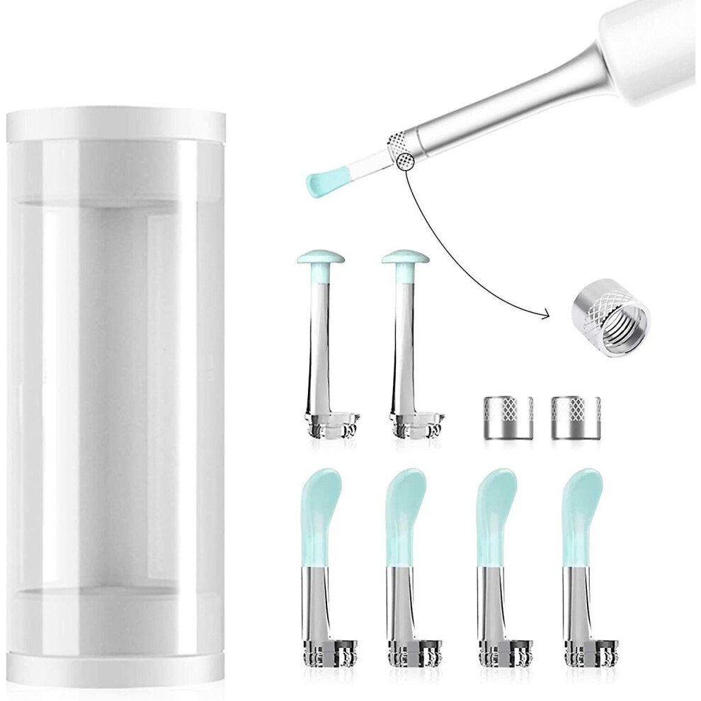 (6 Tips 2 Huts) Original Ear Sticks Earpick Replacement Ear Cleaner Tips Set Silicone Ear Spoon For Bebird