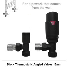 (Angled, Matt Black) Angled & Straight Thermostatic Radiator Valves