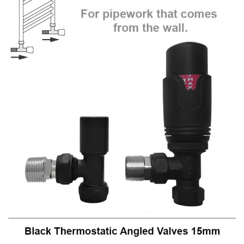 (Angled, Matt Black) Angled & Straight Thermostatic Radiator Valves