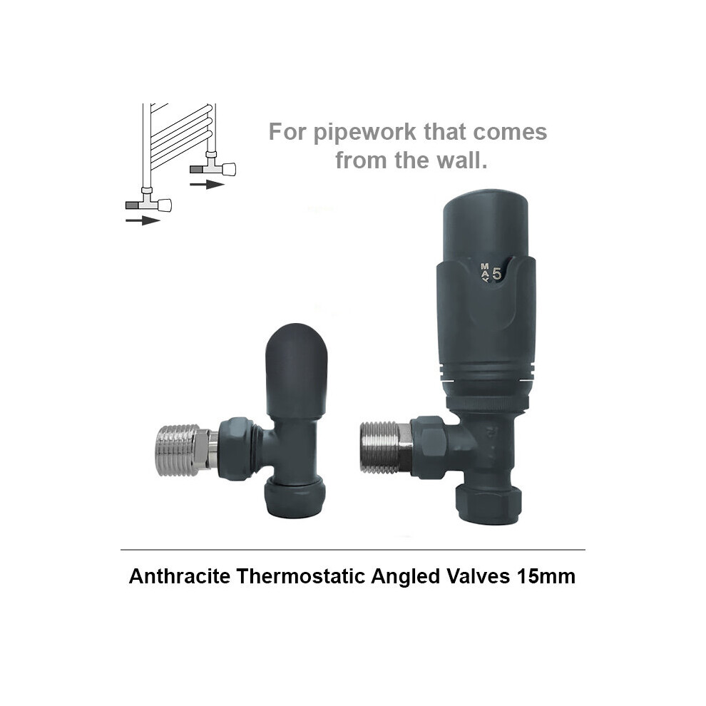 (Angled, Anthracite Grey) Angled & Straight Thermostatic Radiator Valves 5056616511961