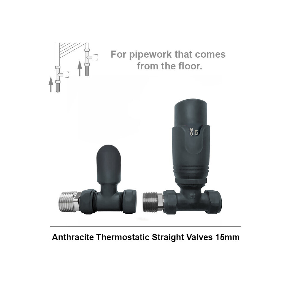 (Straight, Anthracite Grey) Angled & Straight Thermostatic Radiator Valves