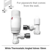 (Angled, White) Angled & Straight Thermostatic Radiator Valves
