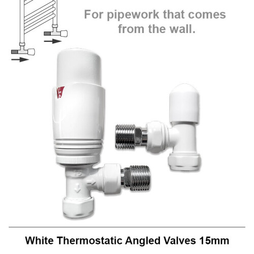 (Angled, White) Angled & Straight Thermostatic Radiator Valves