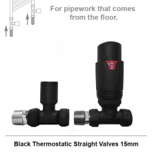 (Straight, Matt Black) Angled & Straight Thermostatic Radiator Valves