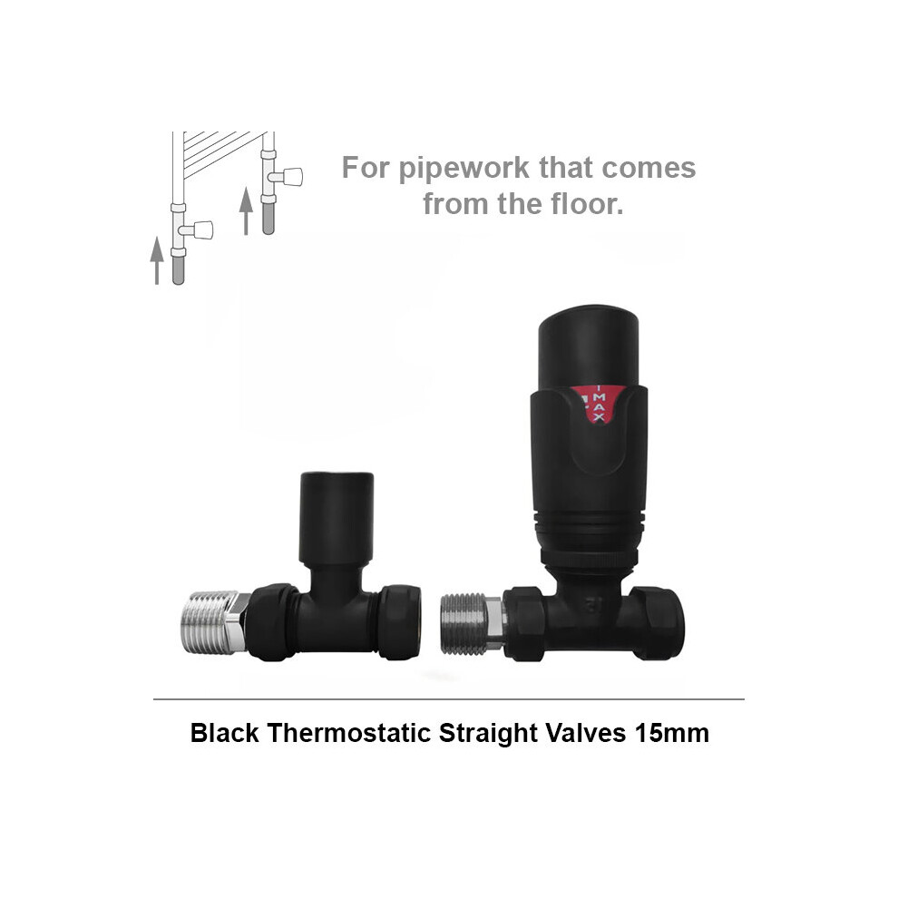 (Straight, Matt Black) Angled & Straight Thermostatic Radiator Valves