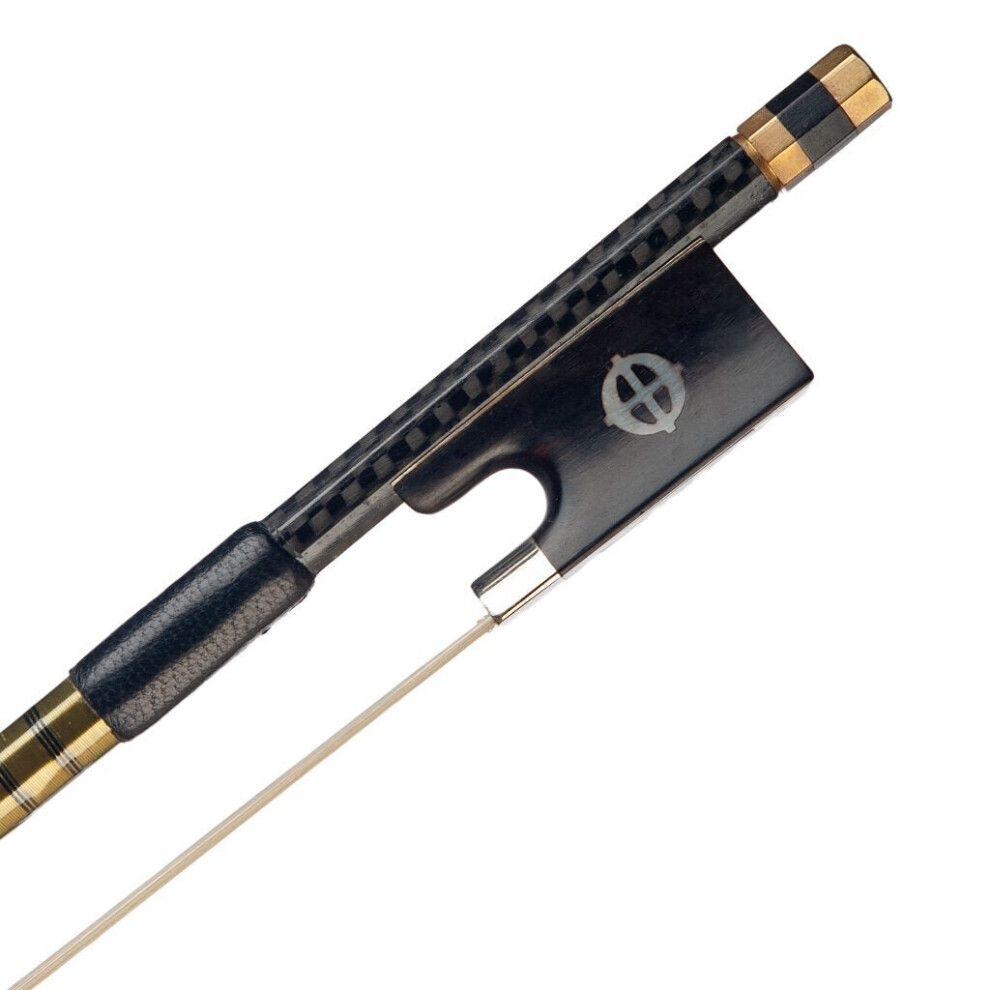 Advanced 4/4 Size Violin/Fiddle Bow Grid Carbon Fiber Stick Sheep Skin Grip White Mongolia Horsehair Ebony Frog