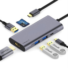 7-in-1 USB-C Hub Docking Station Adapter With USB 3.0 *3 100W Power Delivery USB-C PD3.0 4K HDMI HD Display SD TF