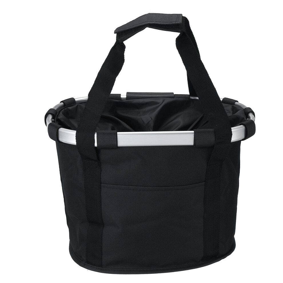 (Black) Bike Front Basket Pet Carrier Hampers Bicycle Handlebar Handbag Shoulder