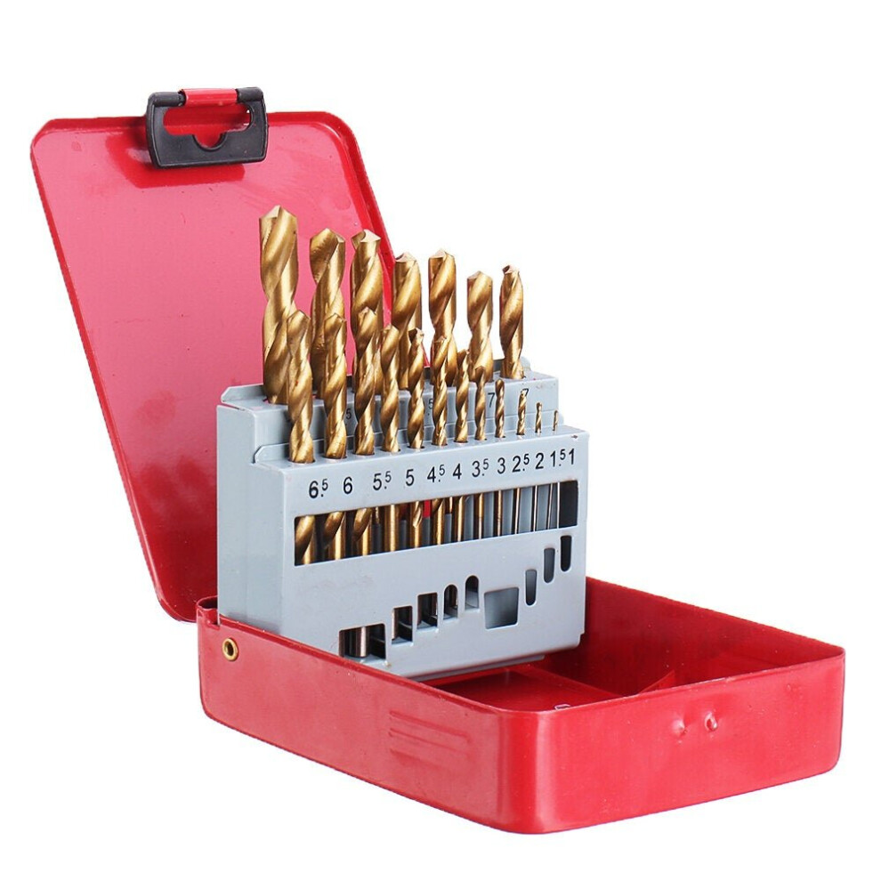 () 13/19/25pcs HSS Twist Drill Bit Set 1-10mm Titanium Coated Drill Bit for Wood Metal Drilling