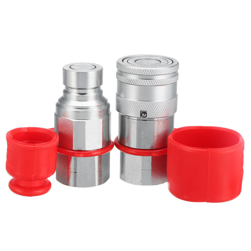 1/2" Npt Skid Steer Bobcat Flat Face Hydraulic Quick Connect Adapter Coupler Coupling Set 3654659459466