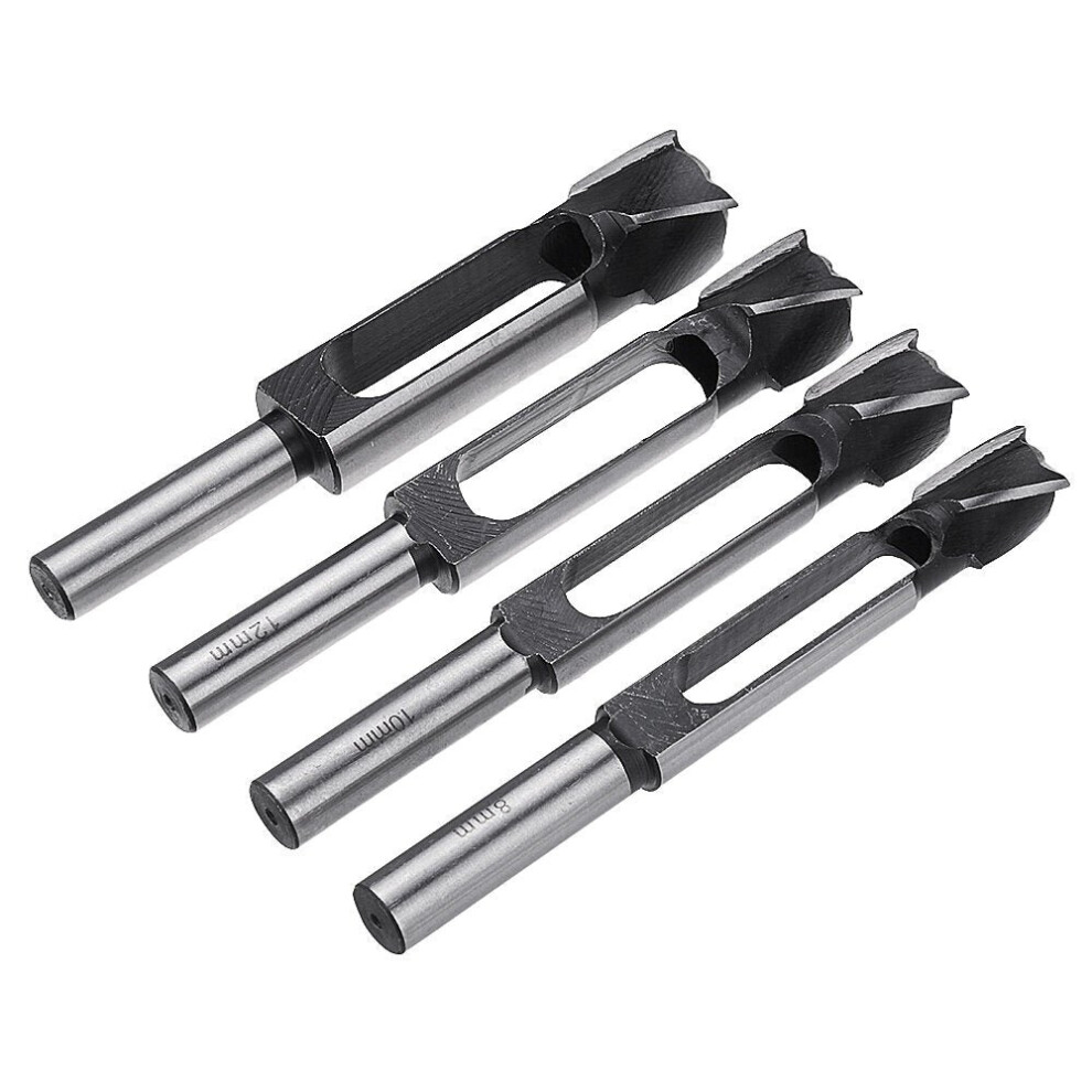 4pcs 8/10/12/15mm Tenon Dowel Plug Drill 13mm Shank Tenon Maker Tapered Cutter