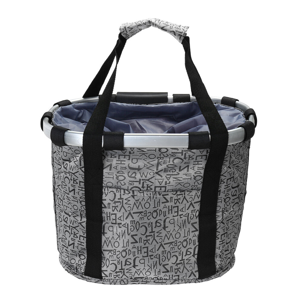 (Grey) Bike Front Basket Pet Carrier Hampers Bicycle Handlebar Handbag Shoulder
