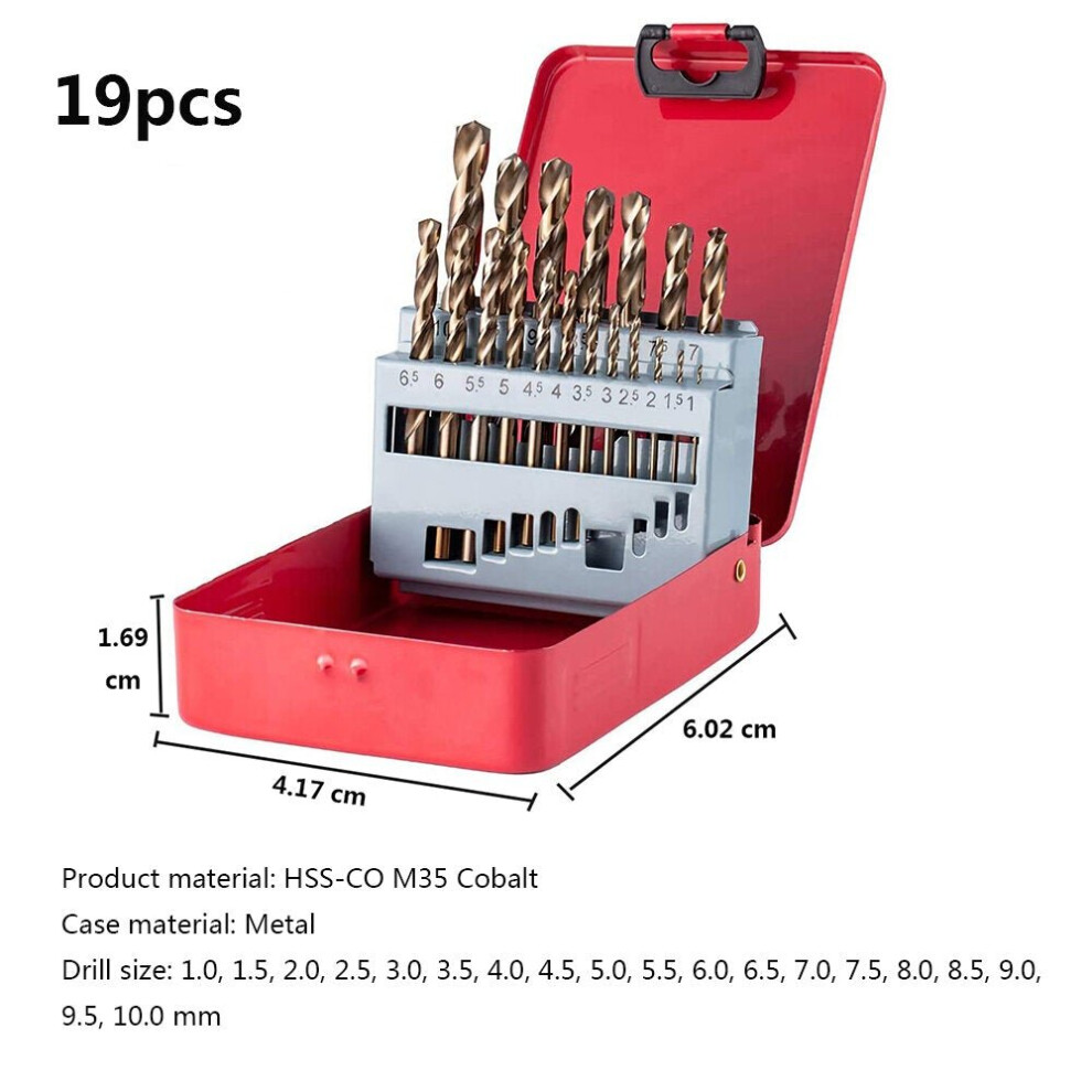() M35 Cobalt Drill Bit Set HSS-Co Jobber Length Twist Drill Bits with Metal Case for Wood Metal Drilling-image-OPC-P987BNM-NEW