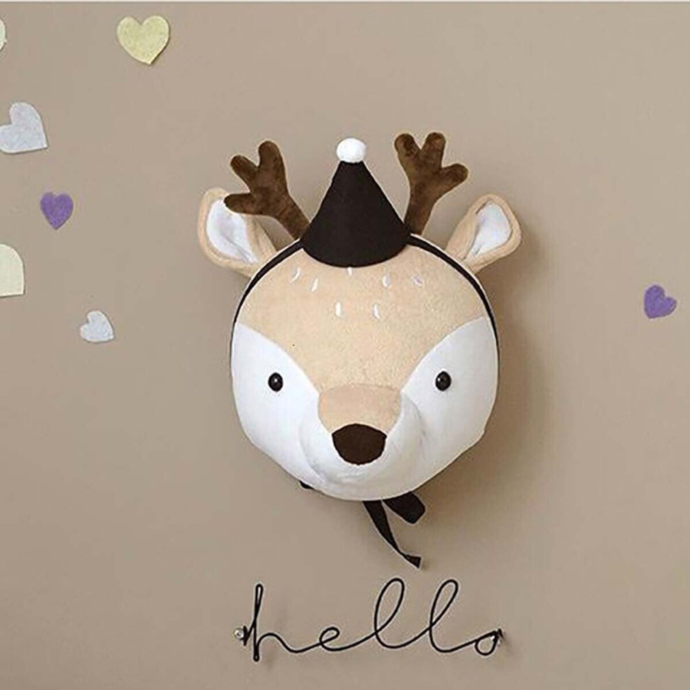 () 3D Plush Animal Heads Elephant Bear Deer Wall Decor for Children Christmas Birthday Stuffed Plush Toy