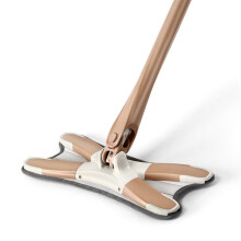 (Gold) X-type Microfiber Floor Mop Hand-free Wash Flat Mop Manual Extrusion Mop Spin Household Cleaning Tool