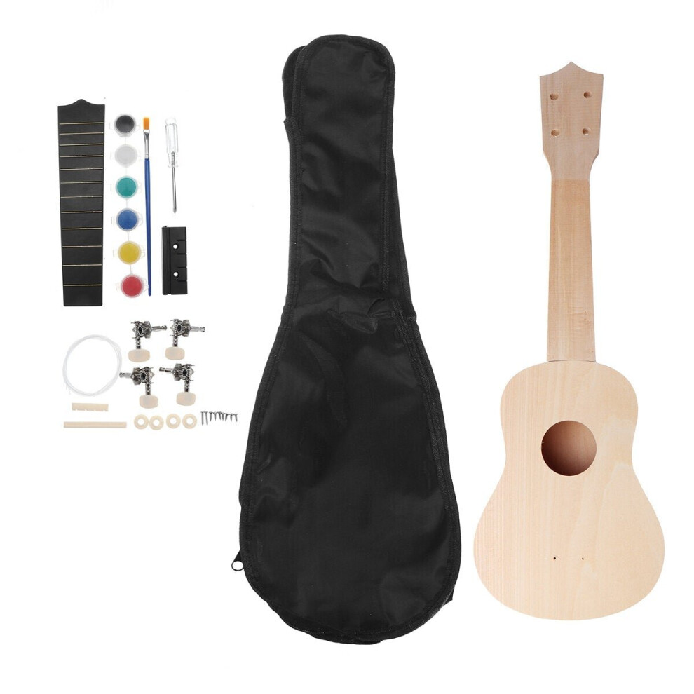 21 Inch Basswood Ukulele DIY Kit Handwork Support Painting Ukulele with Accessories