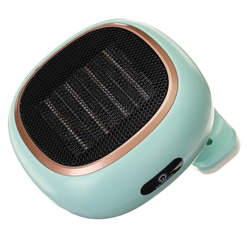 (Green) Mini Wall Mounted Portable Electric Space Heater Fan 2 Gear Desktop Warm Air Blower PTC Ceramic Heating for Home Office