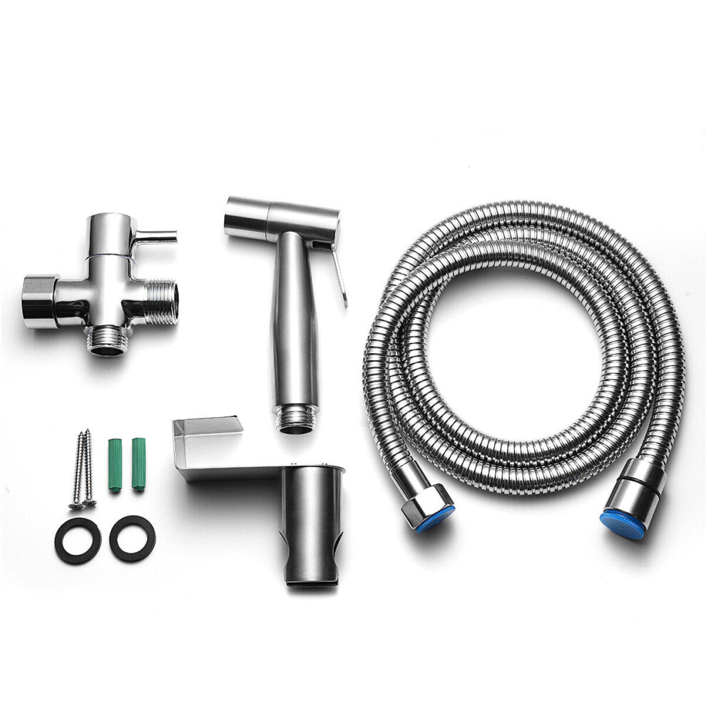 (EU) 304 Stainless Steel Handheld Bidet Spray Shower Head Shattaf Toilet Two Water Methods Adapter Hose