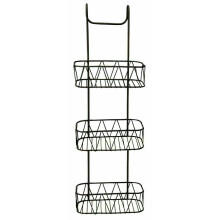 (3 Tier, Grey) Over Door Shower Screen Caddy Non Rusty Plastic Coated Hanging Bathroom