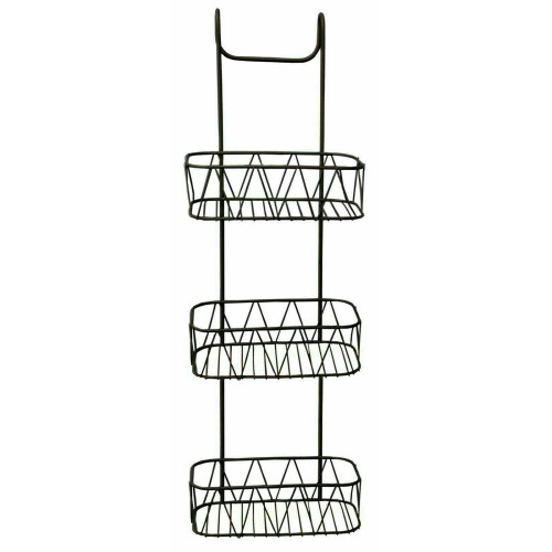 (3 Tier, Grey) Over Door Shower Screen Caddy Non Rusty Plastic Coated Hanging Bathroom