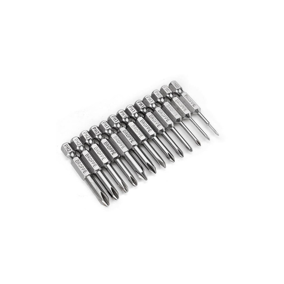 13pcs 50mm Magnetic Long Hex Shank Cross Head Screwdriver Bits