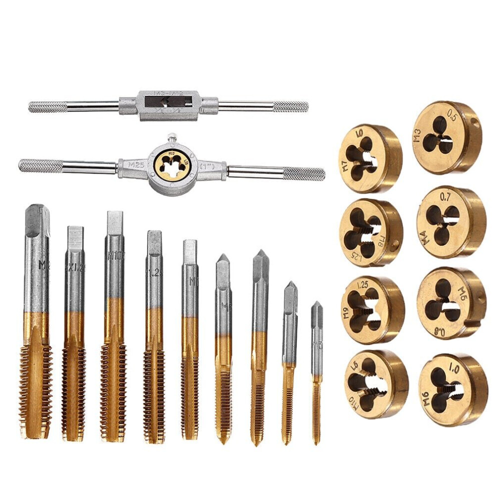 () 20Pcs Alloy Steel M3-M12 Screw Thread Metric Plugs Taps Tap Wrench Die Wrench Set 3654659299130