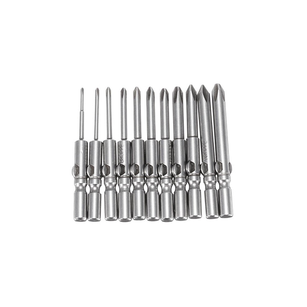 11Pcs 802 1.6-6.0mm Cross-Screwdriver Bits Set 6mm Round Shank Electric Screwdriver Bits