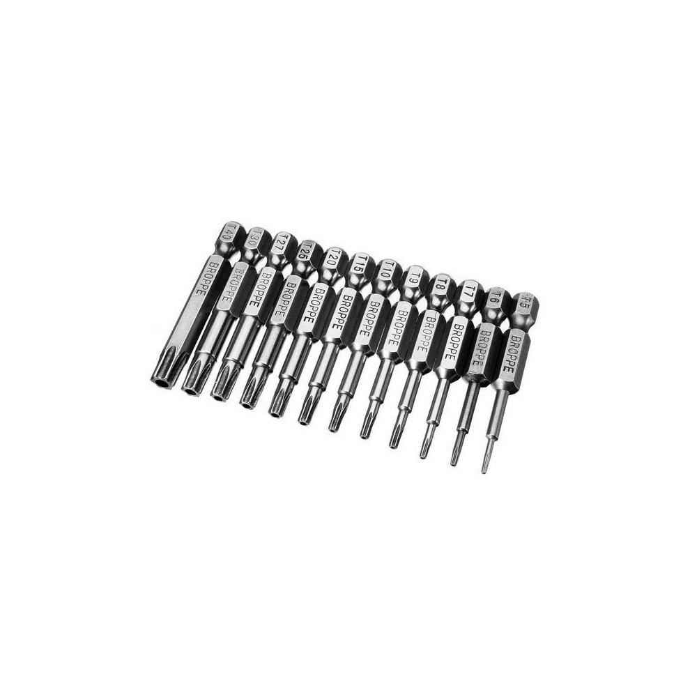 12Pcs T5-T40 50Mm Magnetic Torx Screwdriver Bits 1/4 Inch Hex Shank Screwdriver Bit Set 3654659277398