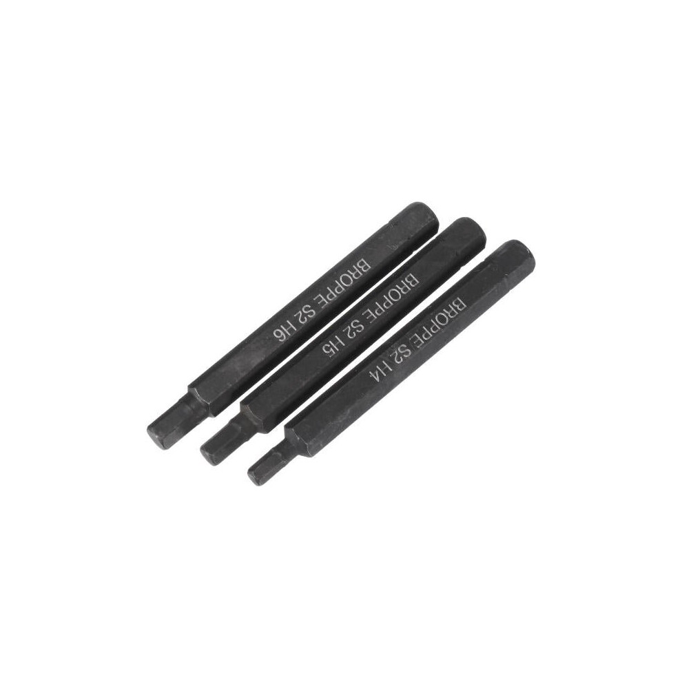 3pcs H4-H6 Hexagon Impact Screwdriver Bits 8mm Hex Shank 80mm Hexagon Screwdriver Bits Set