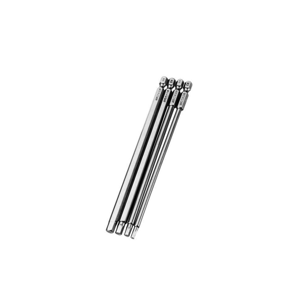 4Pcs 150Mm H3-H6 Hex Head Screwdriver Bit 1/4 Inch Hex Shank Magnetic Screwdriver Bits 3654659270573