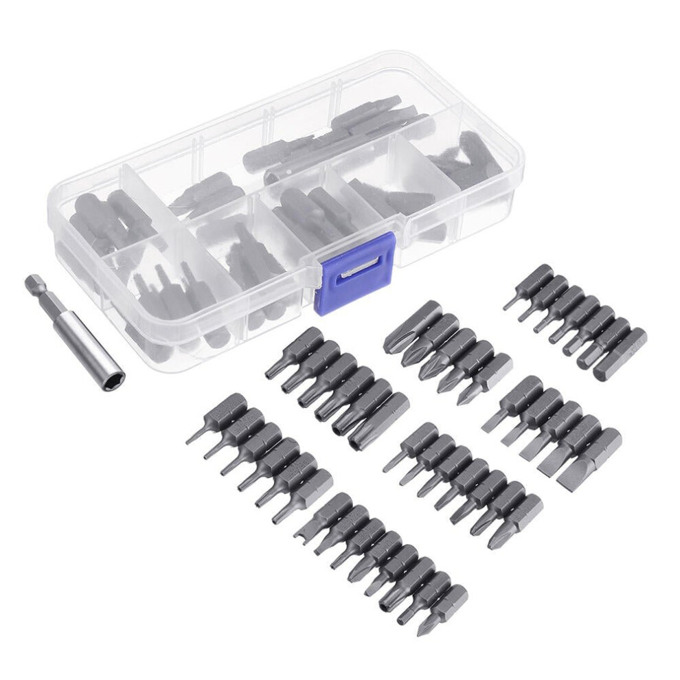 44Pcs S2 Screwdriver Bit Set Phillips Slotted Torx Hex Screwdriver Bits with Extension Rod 1/4 Inch Hex Shank