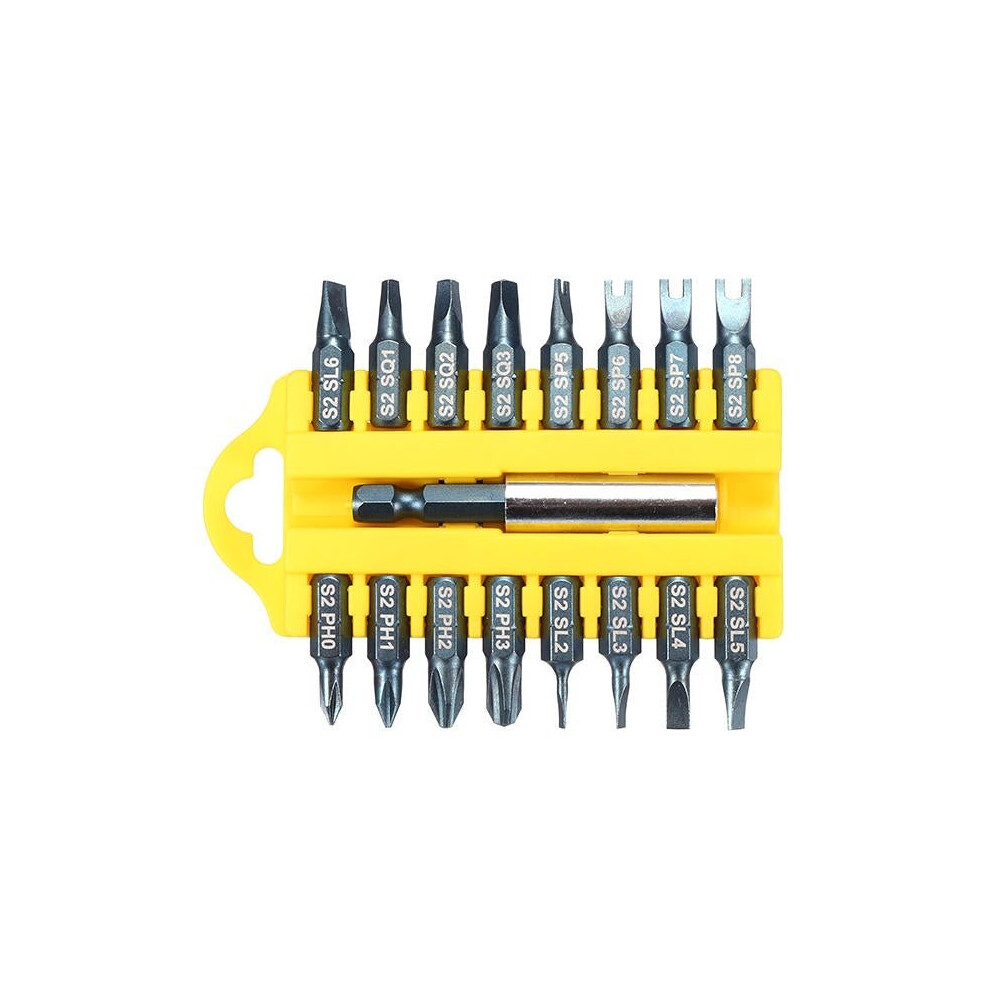 17Pcs 1/4 Hex Shank Screwdriver Bits Set Square Phillips Slotted U Screwdriver Bits