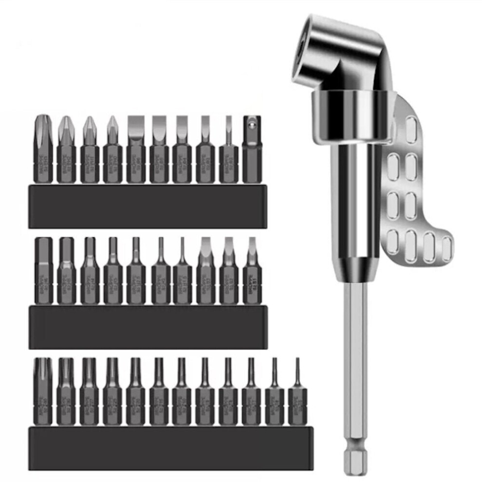(33Pcs) 2/11/33Pcs Extended Turning Screwdriver Corner Device Universal Screwdriver Bits Turning Electric Corner Device With 25Mm Bit 3654659290960