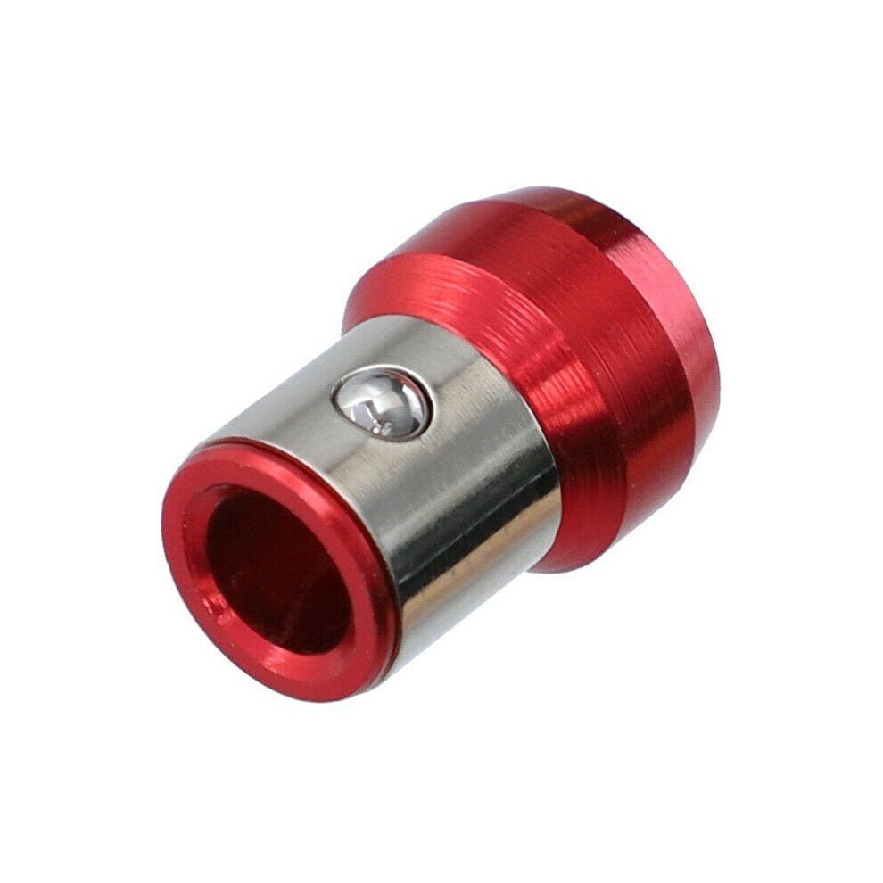 (Red) Universal Magnetic Ring 1/4 Inch Full Metal Screwdriver Bit Magnetic Ring For 6.35mm Shank Anti-corrosion Drill Bit Magnet Powerful Ring