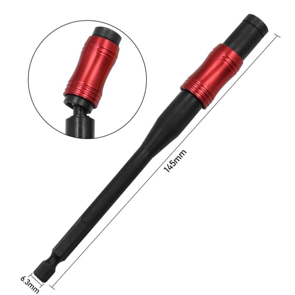 (Black) 145mm Hex Magnetic Ring Screwdriver Bits Drill Hand Tools 1/4 " Extension Rod Quick Change Holder Drive Guide Screw Drill Tip