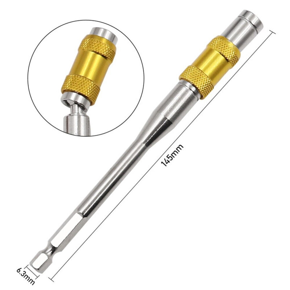 (Yellow) 145mm Hex Magnetic Ring Screwdriver Bits Drill Hand Tools 1/4 " Extension Rod Quick Change Holder Drive Guide Screw Drill Tip