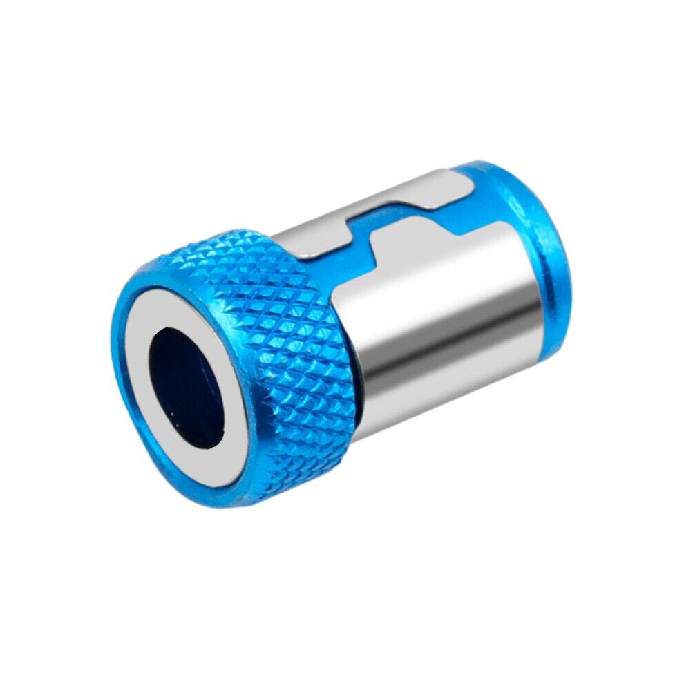 (Blue) Universal Magnetic Ring 1/4 Inch Full Metal Screwdriver Bit Magnetic Ring For 6.35mm Shank Anti-corrosion Drill Bit Magnet Powerful Ring