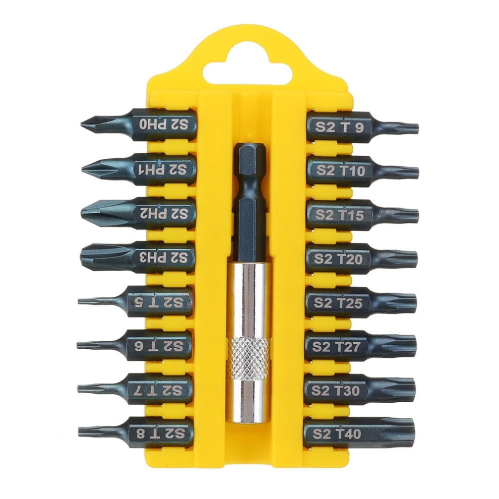 (B) 17 In 1 Screwdriver Bit Set Alloy Steel 1/4 Inch Hex Shank Screwdriver