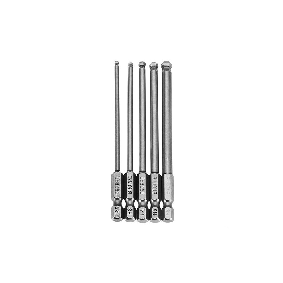 5pcs 2.5/3/4/5/6mm 100mm Magnetic Ball Screwdriver Bits 1/4 Inch Hex Shank-image-OPC-P987C67-NEW