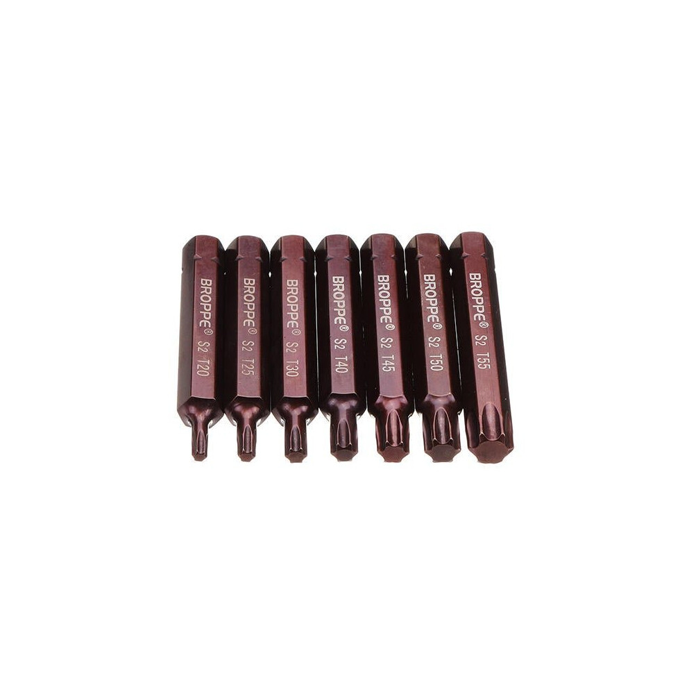 7Pcs T20-55 75Mm Magnetic Torx Screwdriver Bit 10Mm Hex Shank For Impact Screwdriver 3654659060273