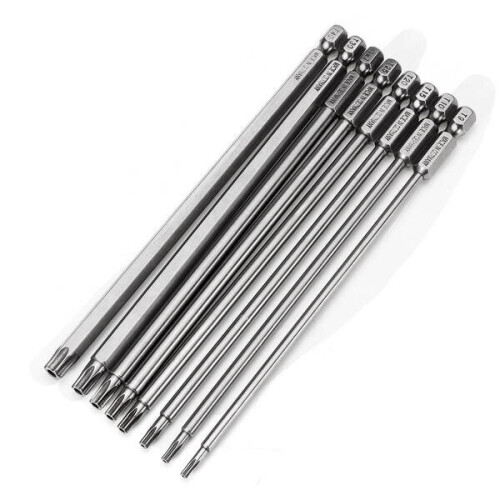 GreenZech 8pcs T9-T40 150mm Magnetic Torx Screwdriver Bits 1/4 Inch Hex Shank