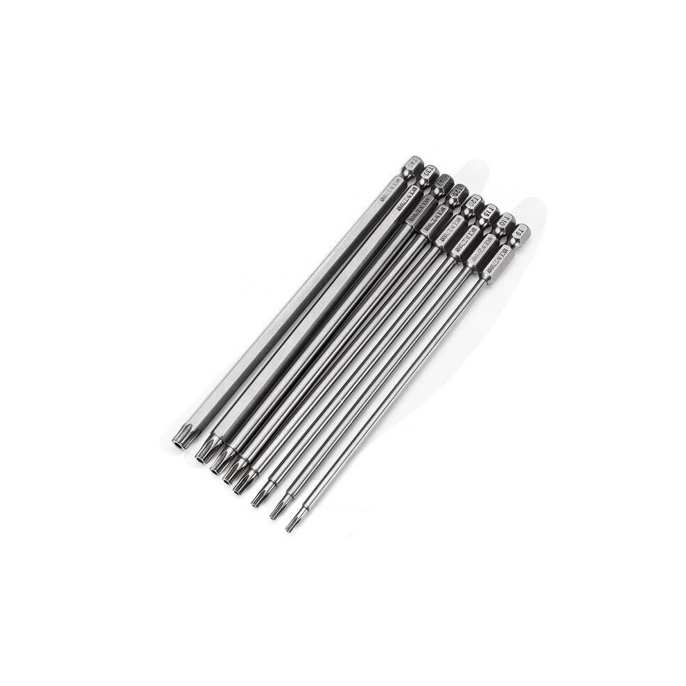 8Pcs T9-T40 150Mm Magnetic Torx Screwdriver Bits 1/4 Inch Hex Shank 3654659273772