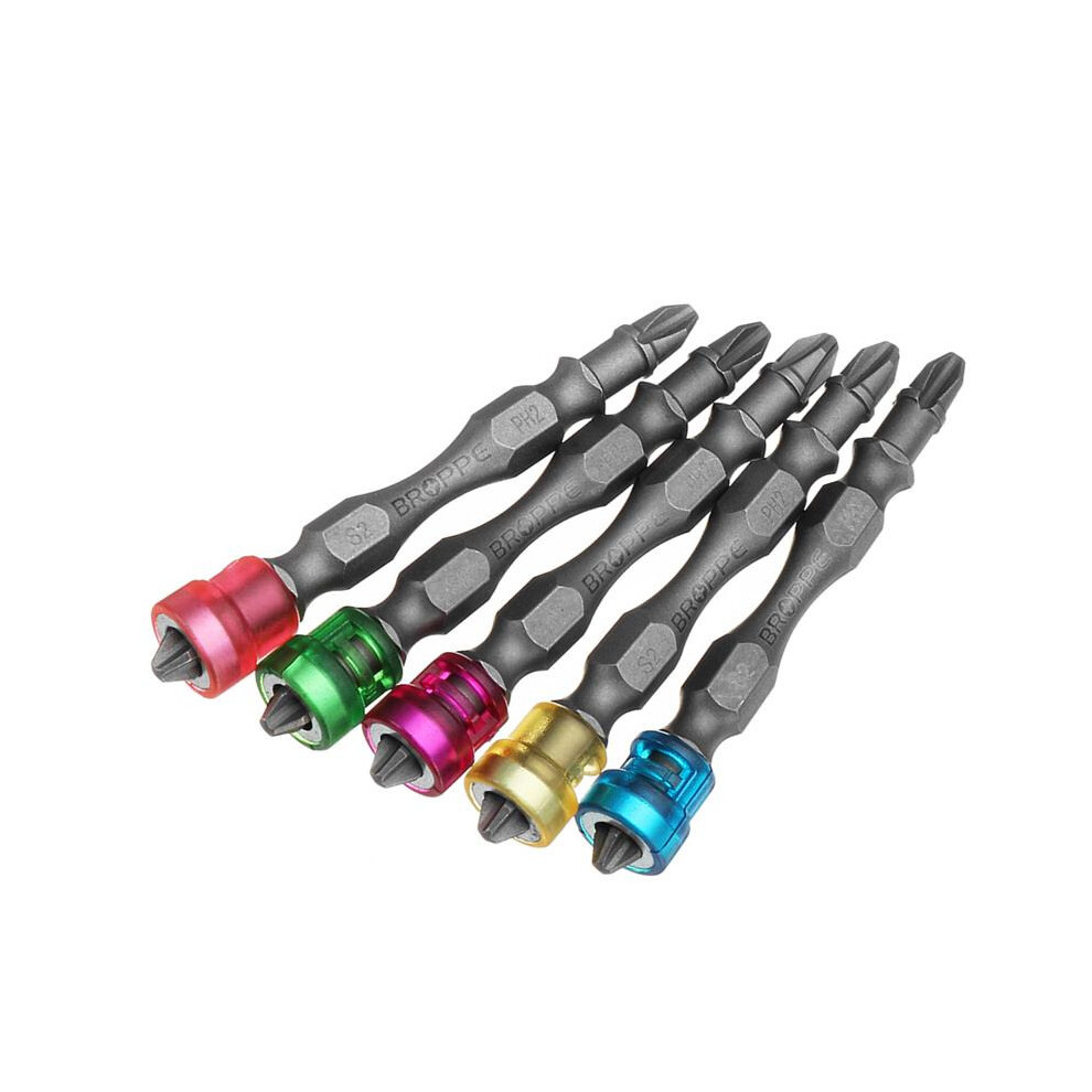 5pcs Double Head 65mm S2 Alloy PH2 Phillips Magnetic Screwdriver Bits 1/4 Inch Hex Shank