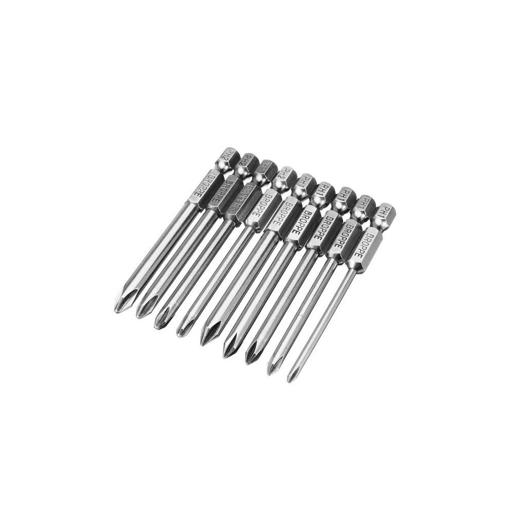 9pcs 75mm Magnetic 1/4 Inch Hex Shank Cross Head Screwdriver Bits