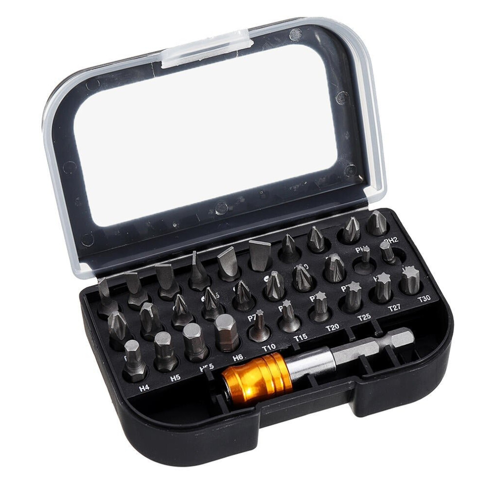 31Pcs Screwdriver Bit Set Torx Hex Slotted Pozi Phillips Screwdriver Bits With Quick Release Hex Chuck Extension Adapter 3654659404916