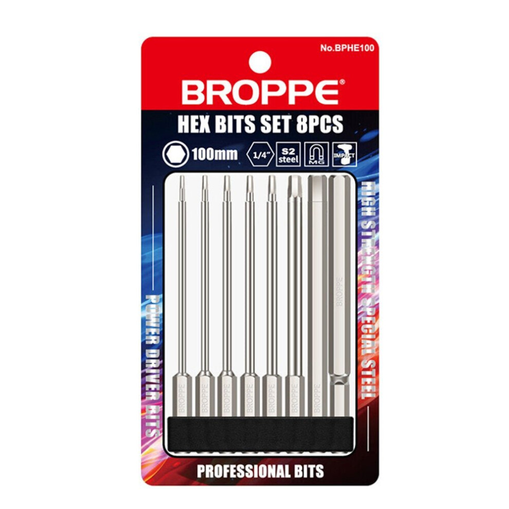 8Pcs 1/4" 100mm Hex Screwdriver Bits 1.5-8mm Magnetic Electronic Drill S2 Steel Hexagonal Screw Driver Bit Set Power Driver Tools-image-OPC-P987C75-NEW