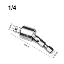 (1/4 Inch) 360 Rotary Screwdriver Extension Bar Hex Shank To Square Socket Drill Bits Bar Drill Socket Adapter