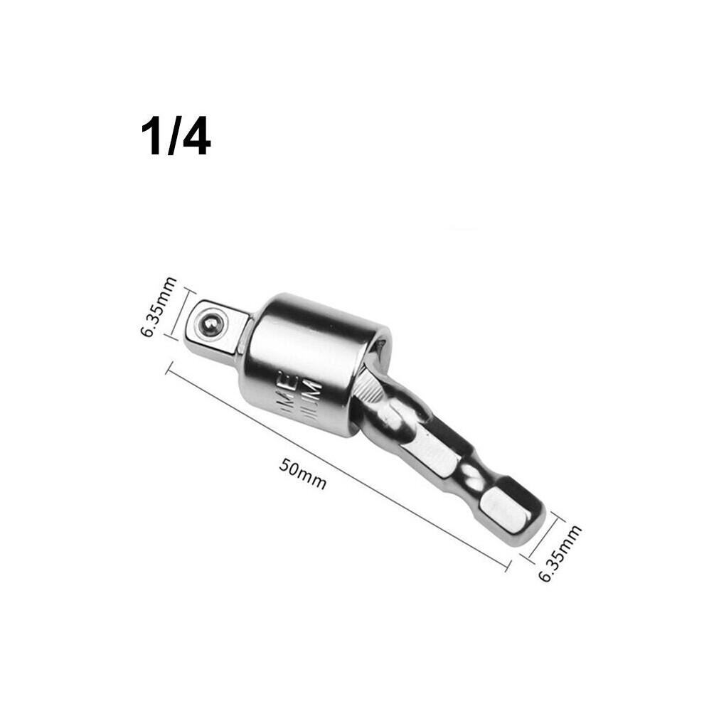 (1/4 Inch) 360 Rotary Screwdriver Extension Bar Hex Shank To Square Socket Drill Bits Bar Drill Socket Adapter