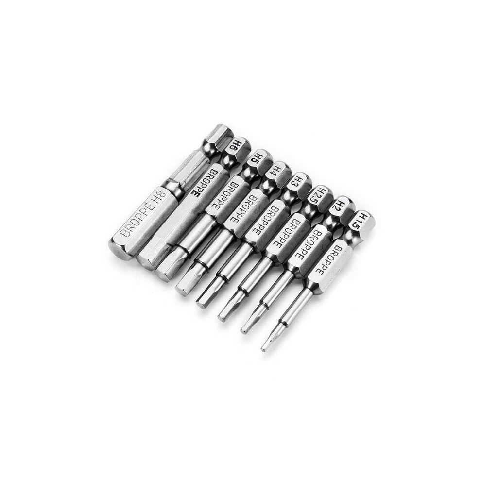 8pcs 50mm H1.5-H8 Hex Head Screwdriver Bit 1/4 Inch Hex Shank Magnetic Screwdriver Bits