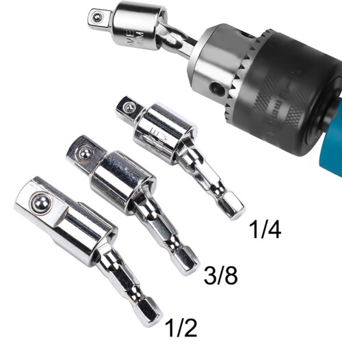 (1/4 Inch) 360 Rotary Screwdriver Extension Bar Hex Shank To Square Socket Drill Bits Bar Drill Socket Adapter 2
